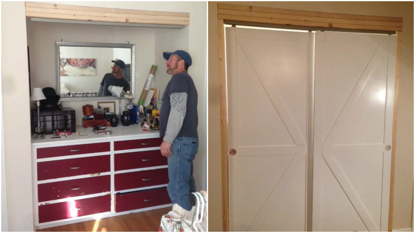 Faux Barn Door Closet Bypass Doors Featured On @Bekob