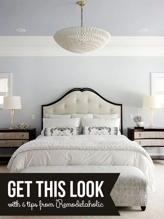 Get This Look: Tips for a Calm White Bedroom via Bekob.com #getthislook #masterbedroom
