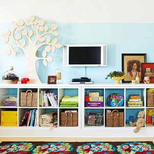 colorful cubbies for the family via Bekob.com