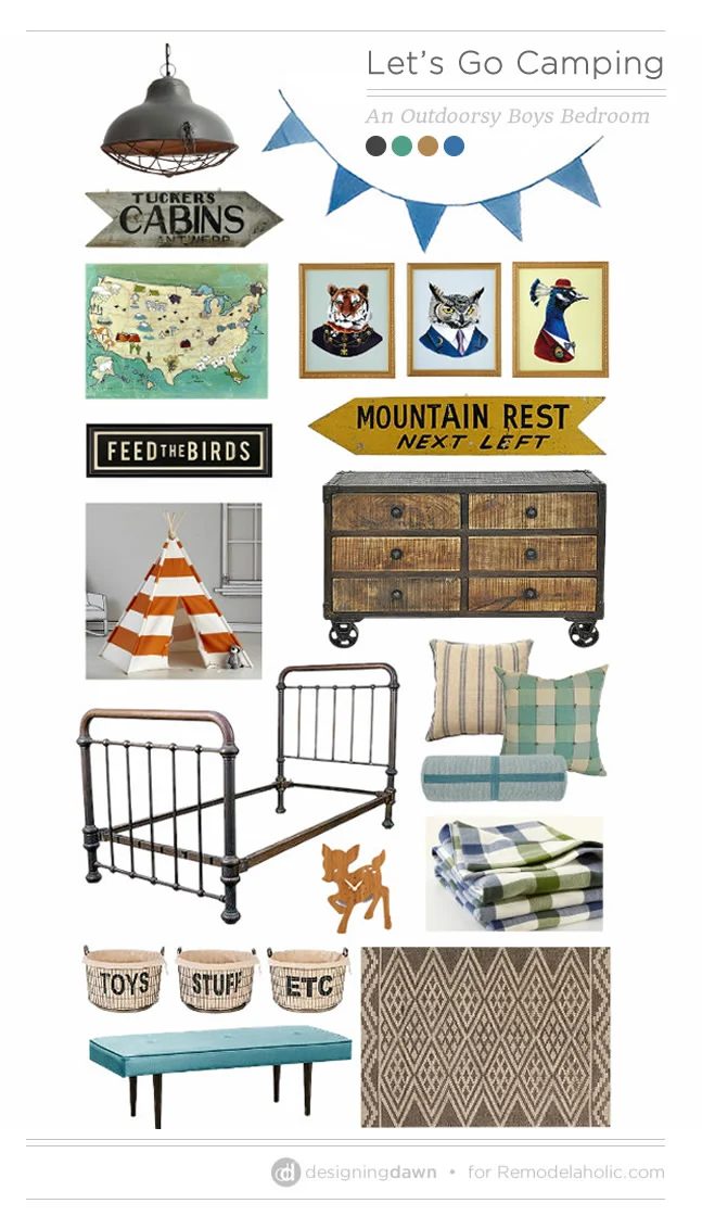 Outdoorsy Boy's Bedroom Mood Board | DesigningDawn on Bekob.com #boysroom #kids #camping