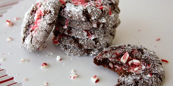Candy Cane Crinkle Cookies