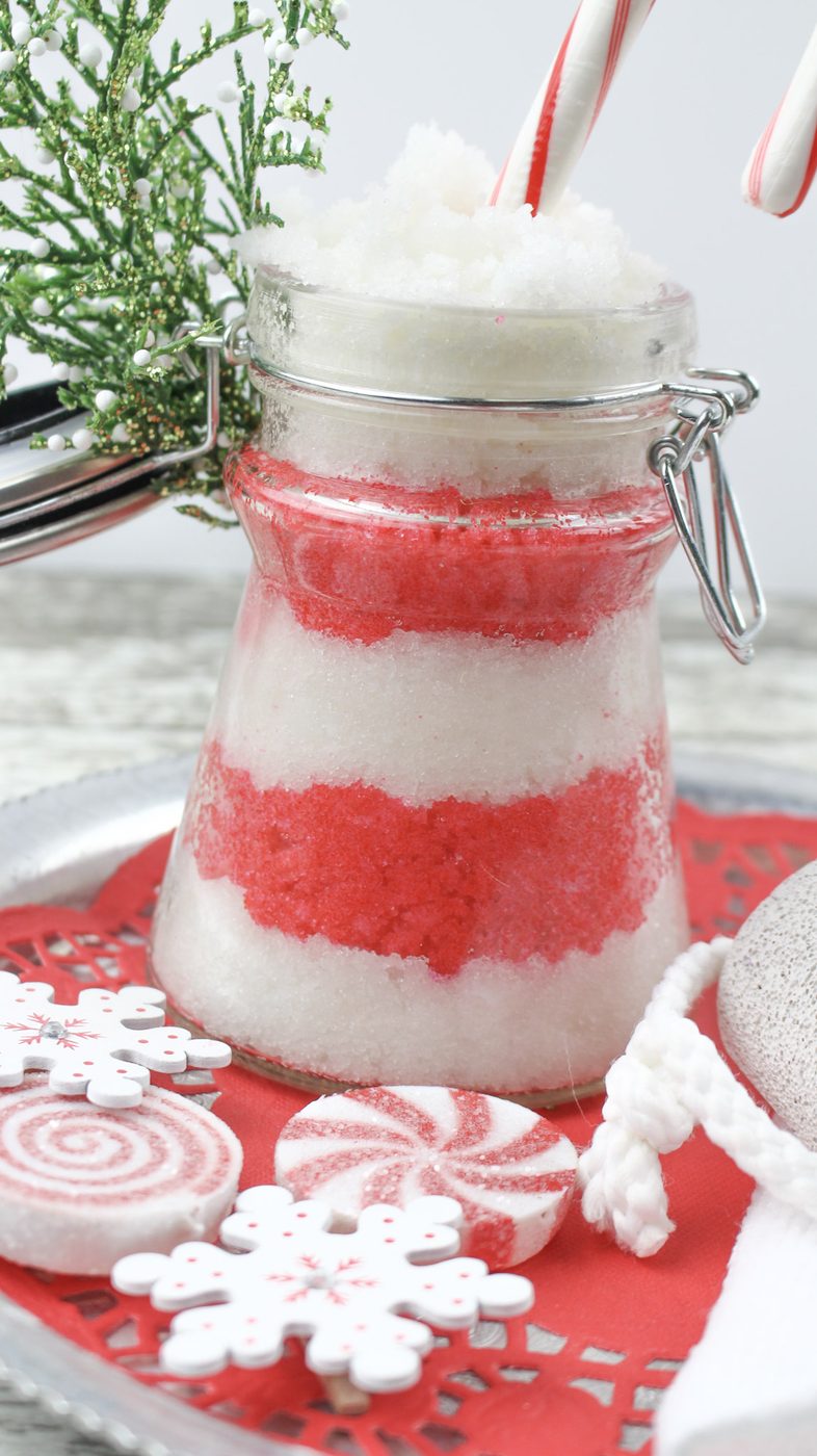 A Fun, Festive Beauty Gift For Christmas. Candy Cane Sugar Scrub Recipe Via Bekob.com