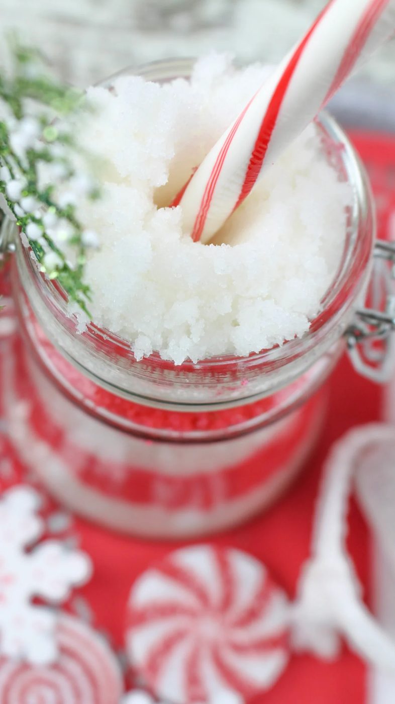 A Fun, Festive Beauty Gift For Christmas. Candy Cane Sugar Scrub Recipe Via Bekob.com