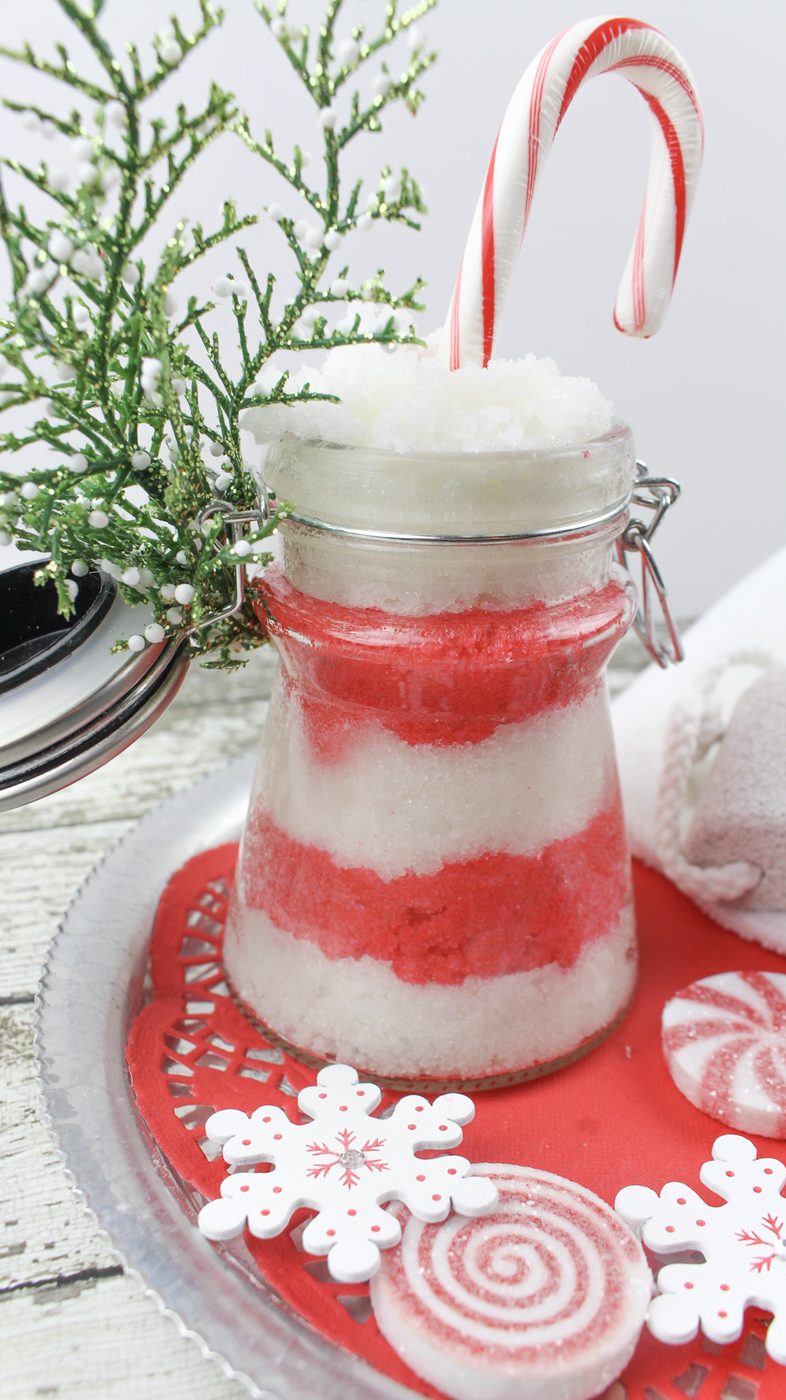 A Fun, Festive Beauty Gift For Christmas. Candy Cane Sugar Scrub Recipe Via Bekob.com