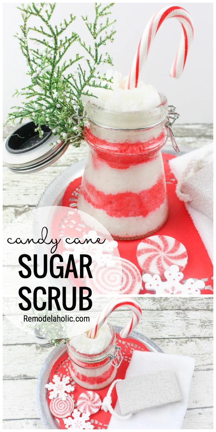 A Fun, Festive Beauty Gift For Christmas. Candy Cane Sugar Scrub Recipe Via Bekob.com