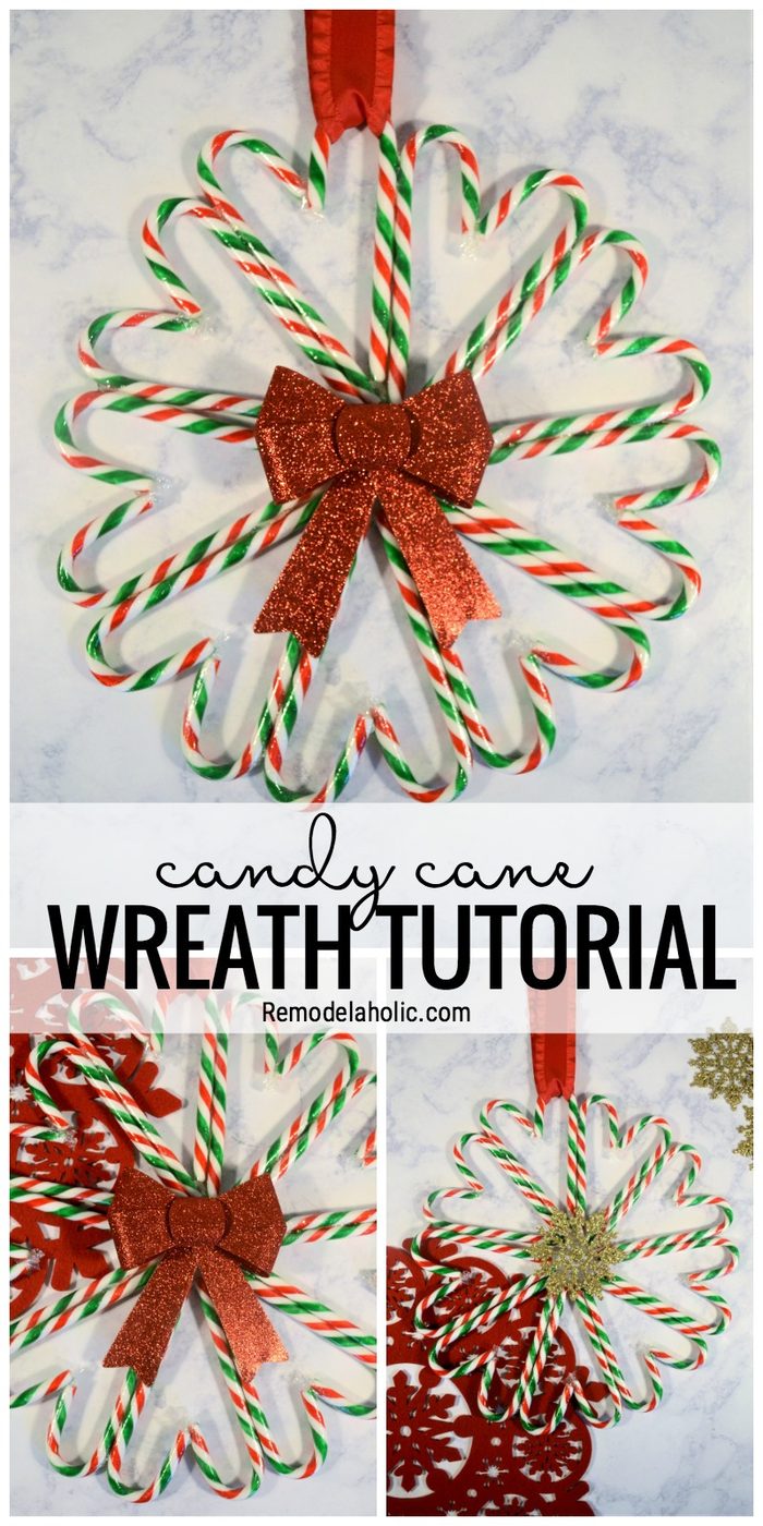 Make Use Of Some Extra Candy Canes To Make This Festive Wreath. Candy Cane Wreath walkthrough Via Bekob.com