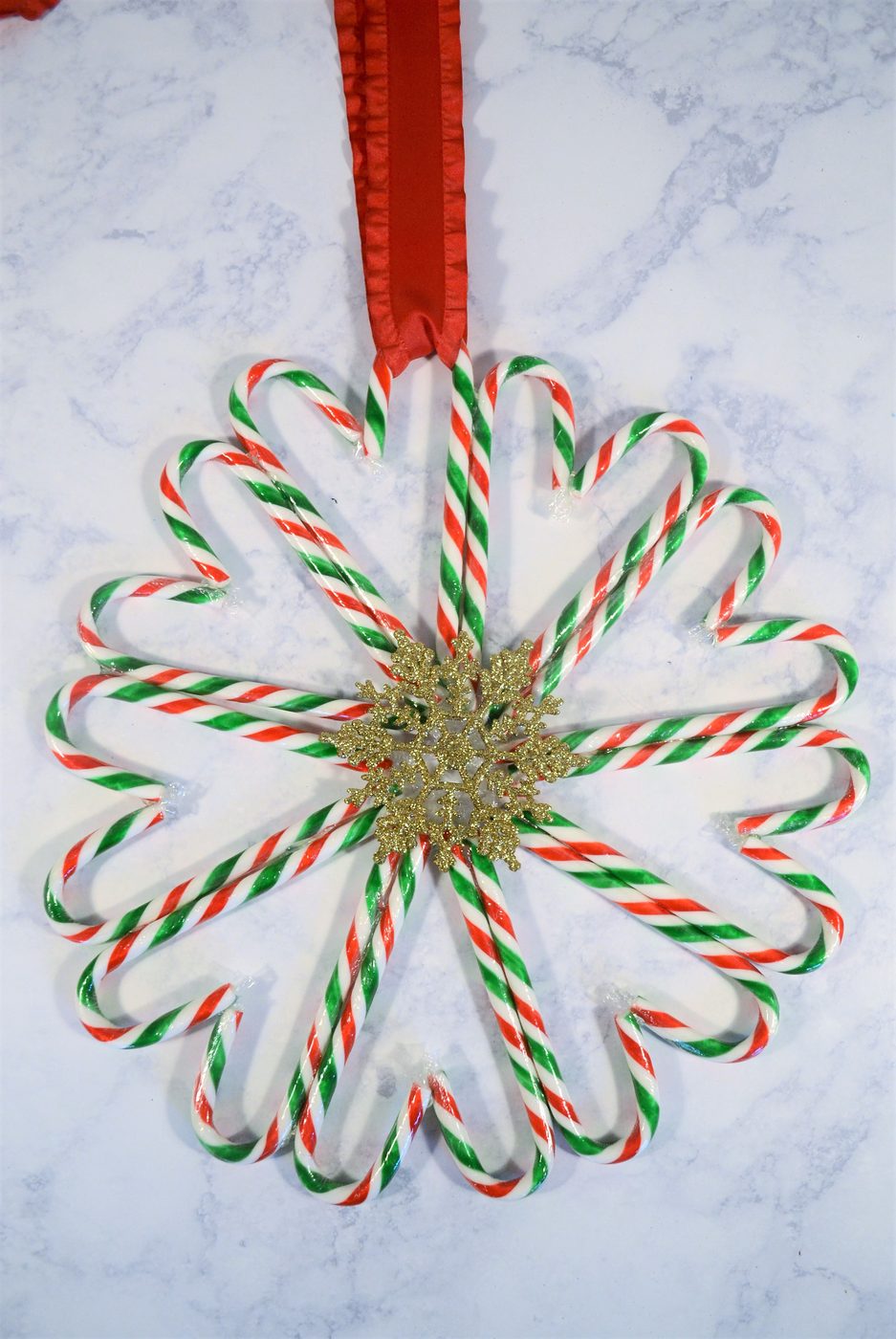 direct but striking candy cane wreath option
