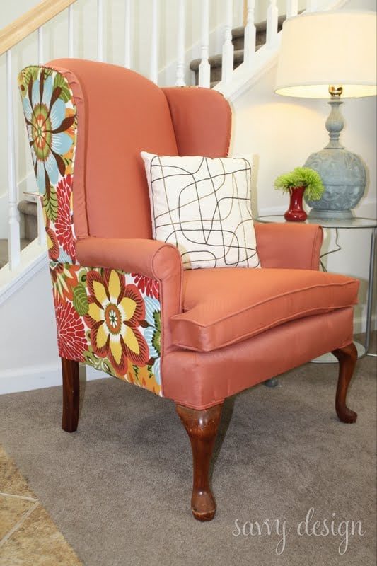 reupholstered wingback chair via @Bekob