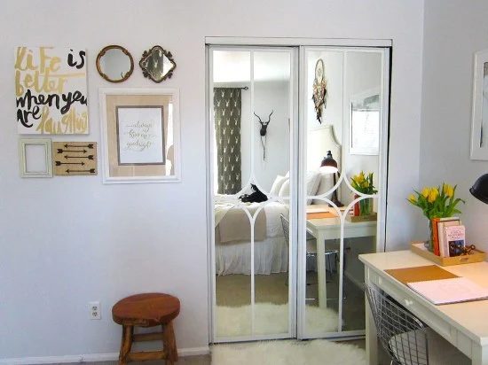 mirrored closet door makeover - The Honeycomb Home