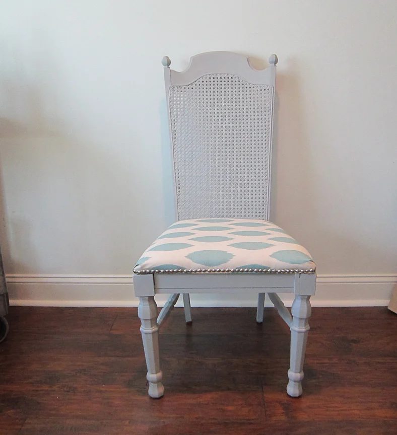 finished old chair makeover using chalk paint and nailhead trim - The Honeycomb Home on @Bekob