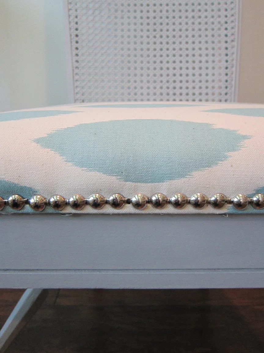 nailhead trim on a gray chair makeover - The Honeycomb Home on @Bekob