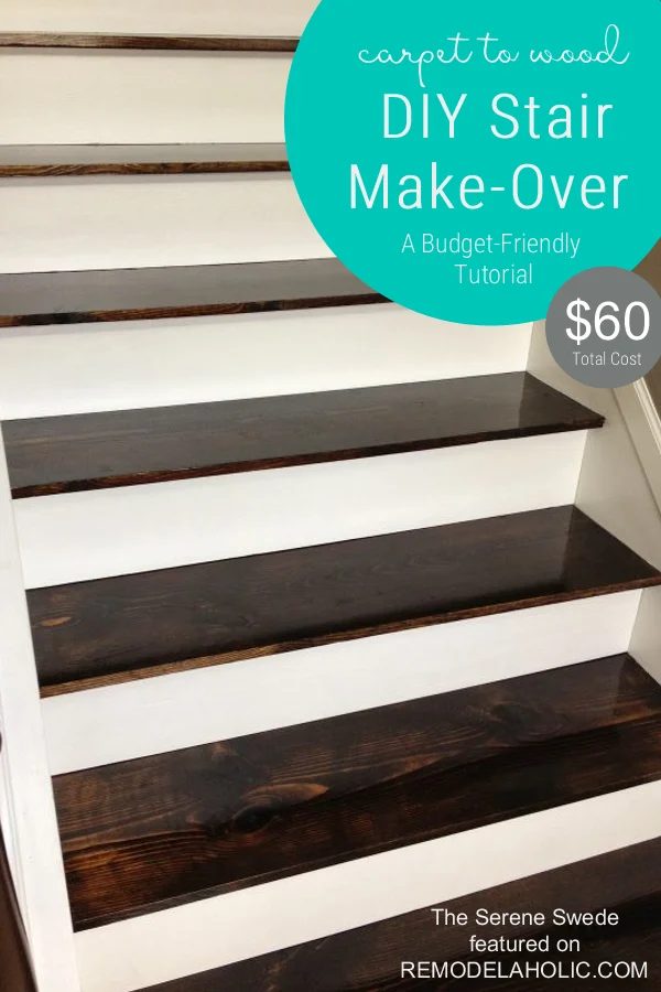 Staircase Remodel, Carpet To Wood Stairs walkthrough, By The Serene Swede Featured On @Bekob