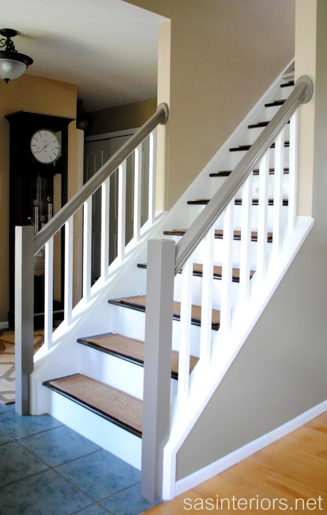 stairs transformed from carpet to wood treads