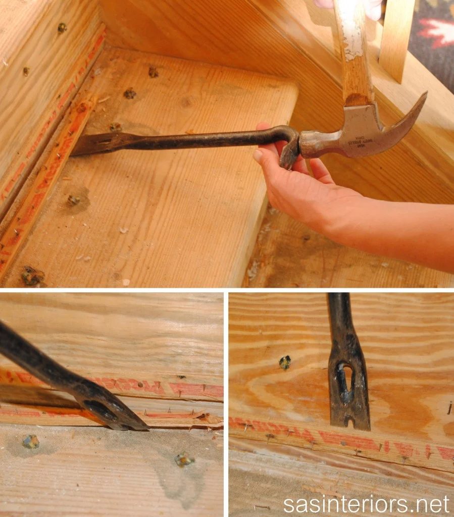 removing tack strip from wood stairs makeover