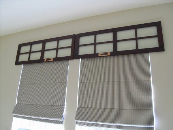 CD Storage Cabinet Doors Above Window Treatment