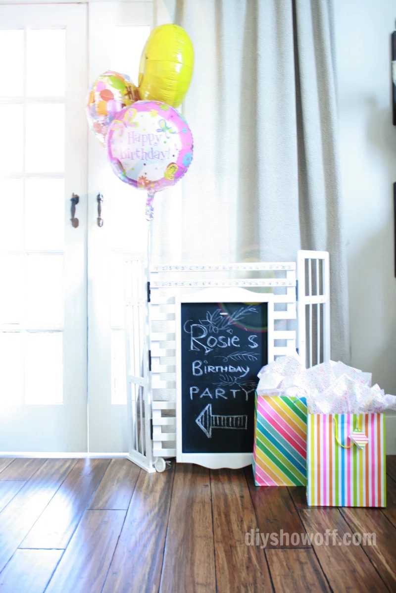 chalkboard sign scoreboard or pet gate from a bookshelf, Handmade Showoff