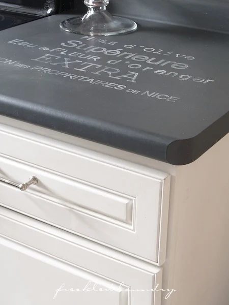 chalkboard paint kitchen counter, Freckled Laundry