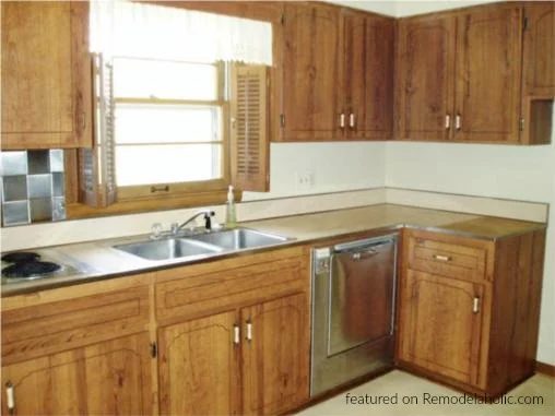 Before Kitchen Renovation With Painted Charcoal Gray Kitchen Cabinets, Featured On Bekob