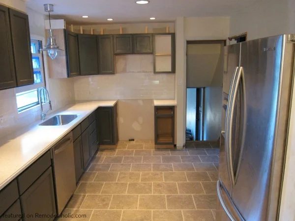 How To Paint Charcoal Dark Grey Kitchen Cabinets, Featured On Bekob