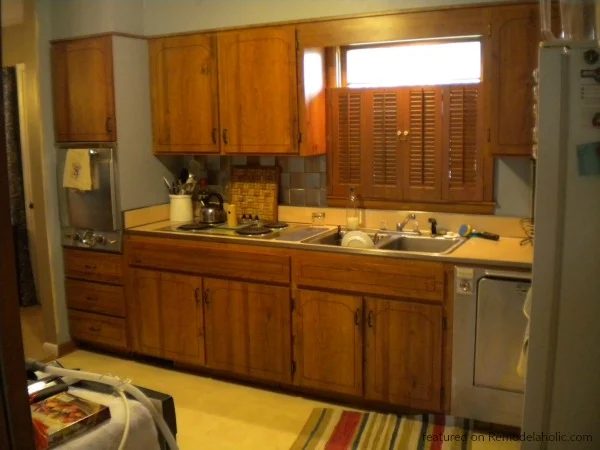 Before Kitchen Renovation, Painted Dark Grey Kitchen Cabinets And Stainless Steel Appliances, Featured On Bekob