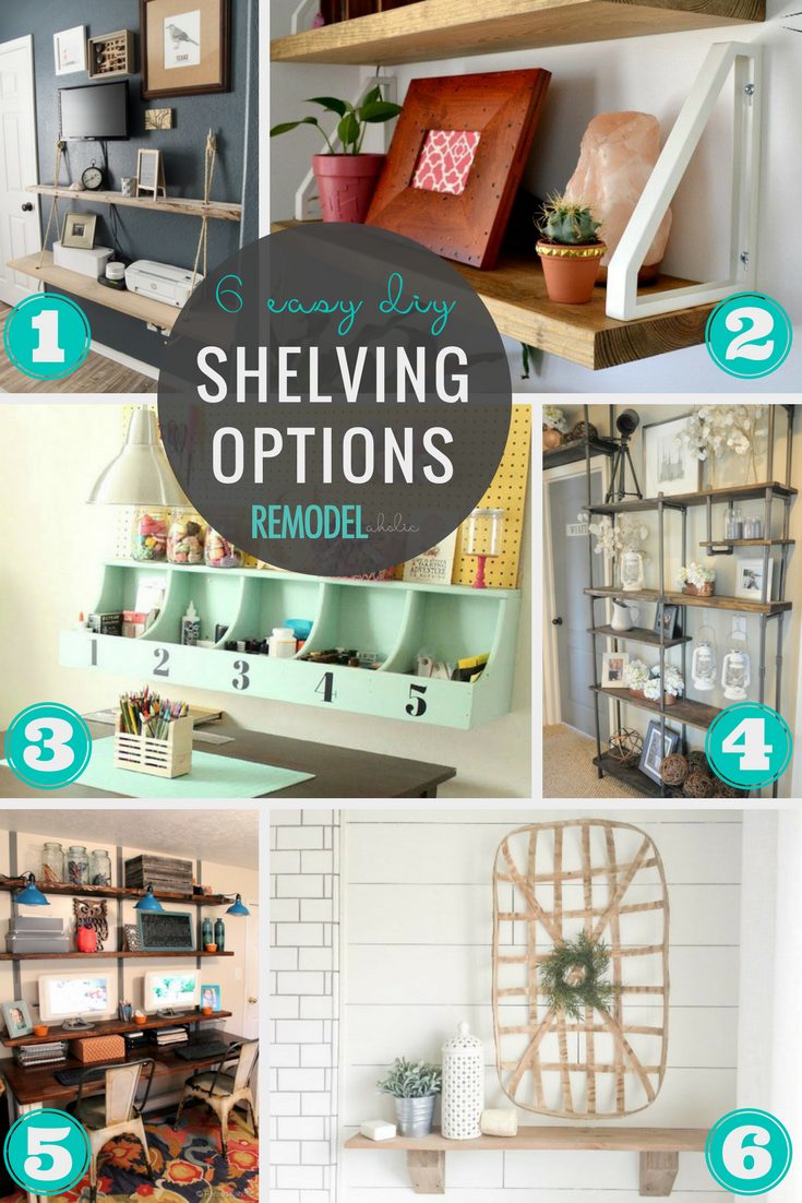 straightforward Handmade shelving options to add wall storage to a home office, bedroom, kitchen, or living room. #Bekob
