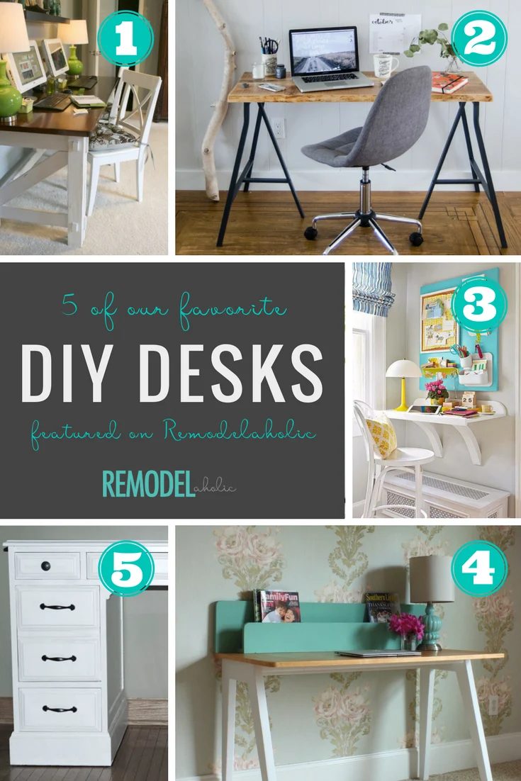Handmade desk options -- from single modern desks to a double farmhouse desk for two computers, you can build a desk to fit your home office needs perfectly. #Bekob