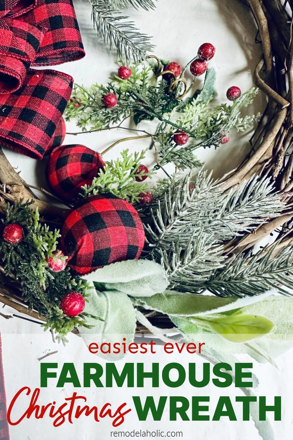 Easiest Ever Farmhouse Christmas Wreath Handmade From Dollar Tree, Bekob