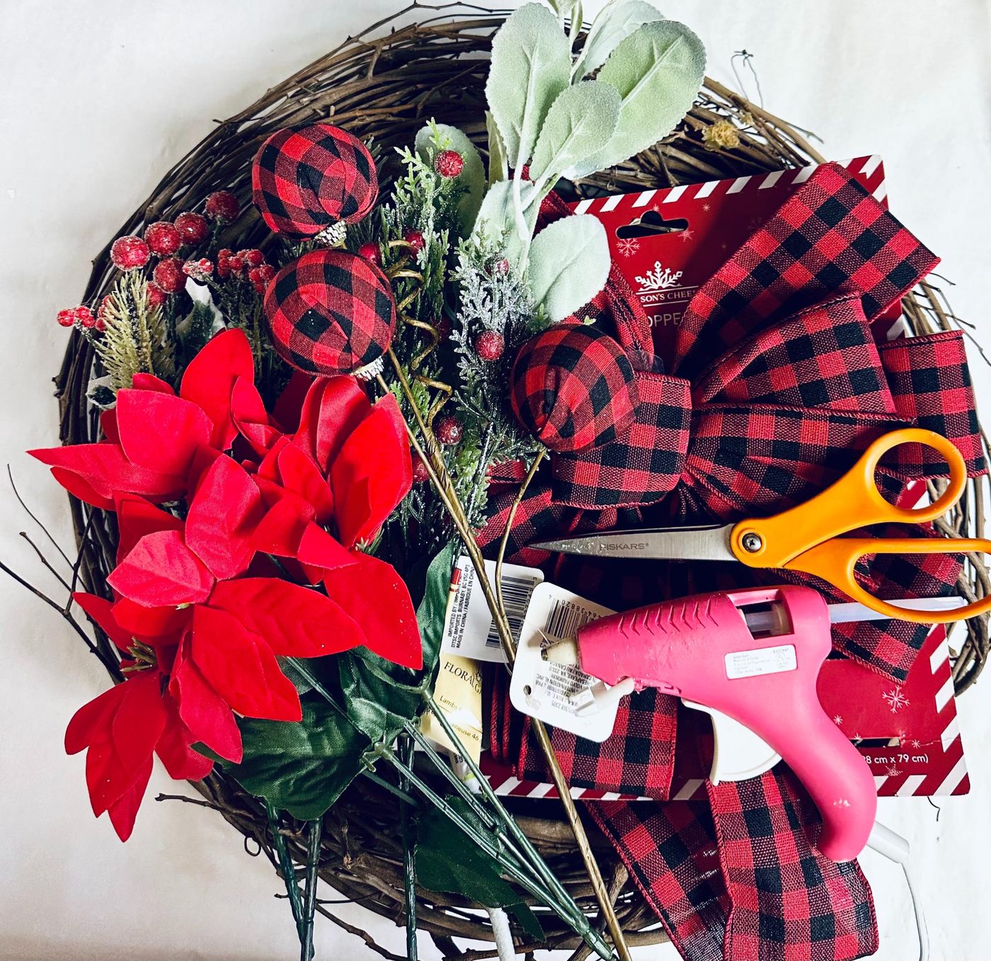straightforward Farmhouse Christmas Wreath Handmade From Dollar Tree, Bekob (1)