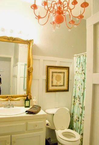 $100 Chic Bathroom Makeover | Vintage Romance featured on Bekob.com #modest-cost #style #board_and_batten