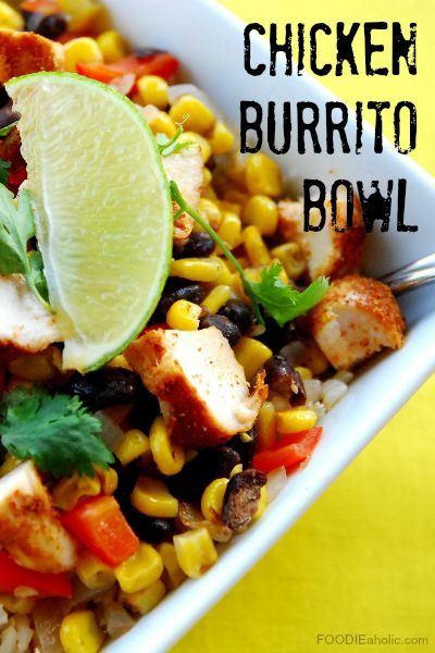 Chicken Burrito Bowl | FOODIEaholic.com #recipe #cooking #Mexican #chicken #burrito #rice #beans #bowl #healthy