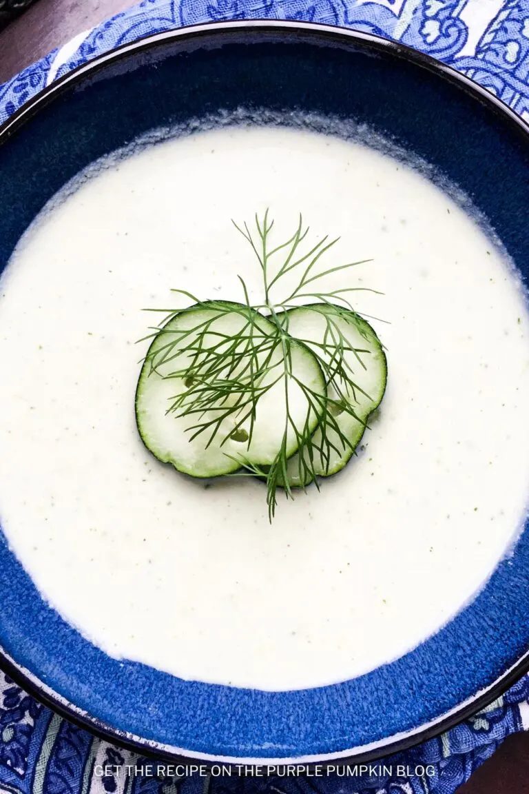 A bowl of creamy cucumber avocado soup