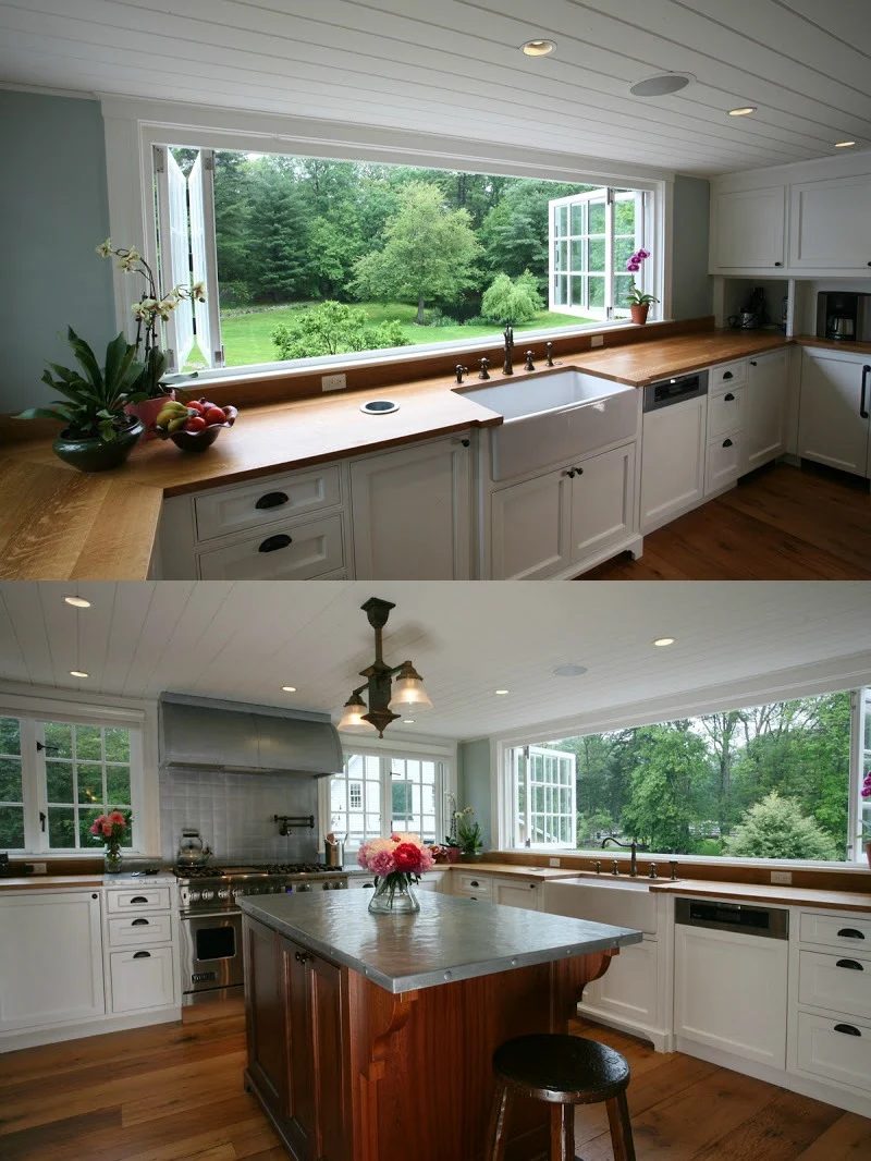 vivid open air kitchen in an 1860's farmhouse renovation by Archia Homes, featured on Bekob