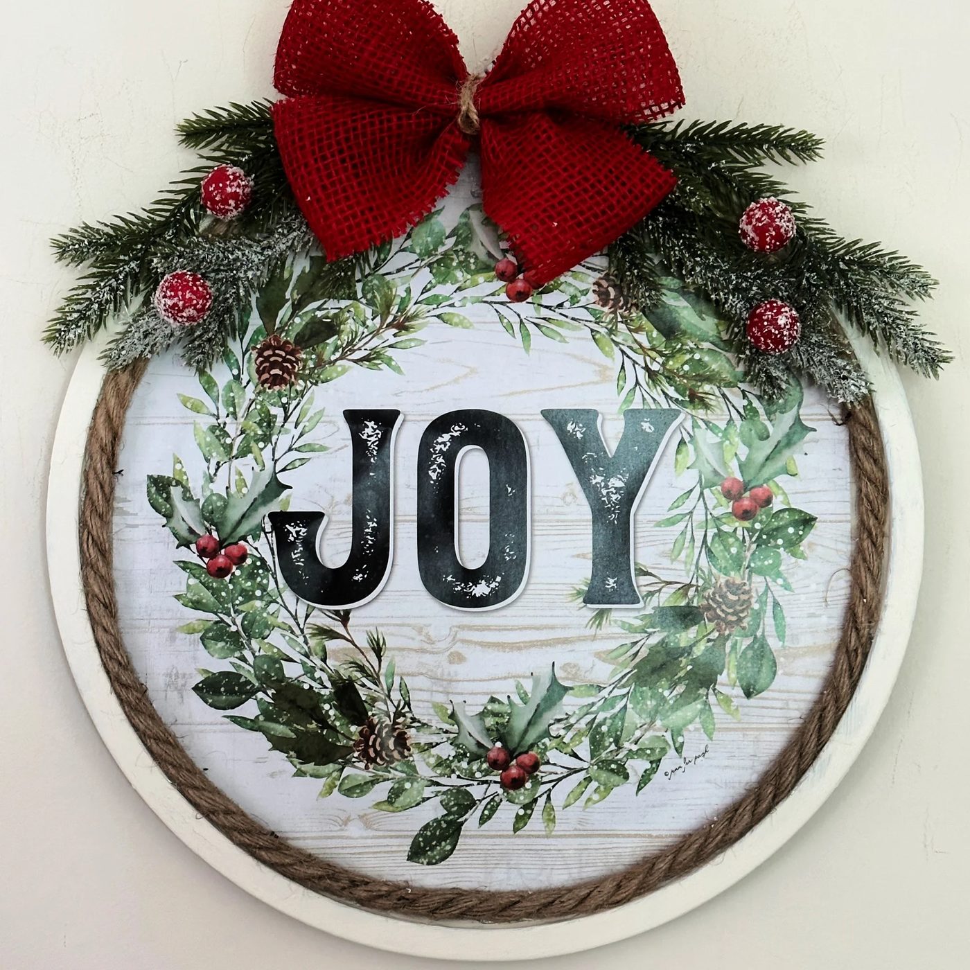 Christmas Joy Dollar Tree Pizza Pan Wreath From Calendar Page, Bekob