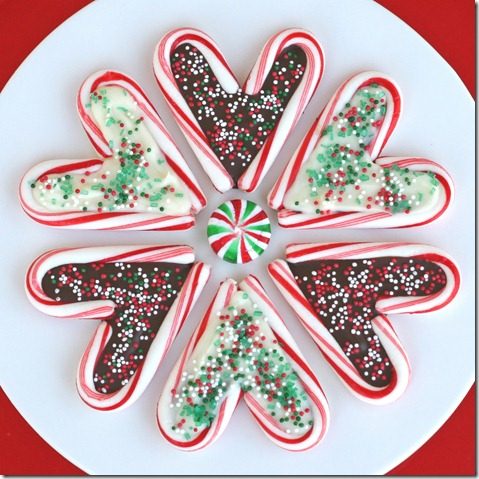 candy cane chocolate hearts