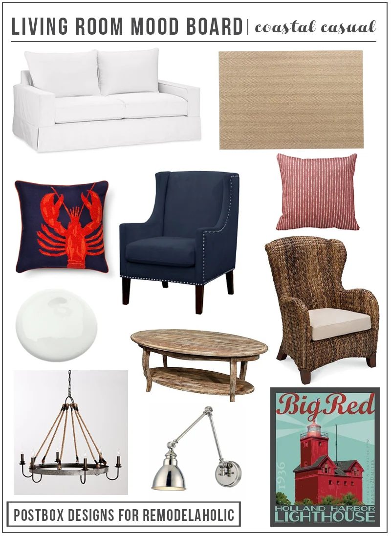 Create a comfortable coastal casual living room with these tips and furniture picks, plus learn decorator's tips for designing a layout for a room with little available wall space,
