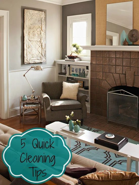 5 Quick Cleaning Tips Image Of Licing Room With Long White Bench Table