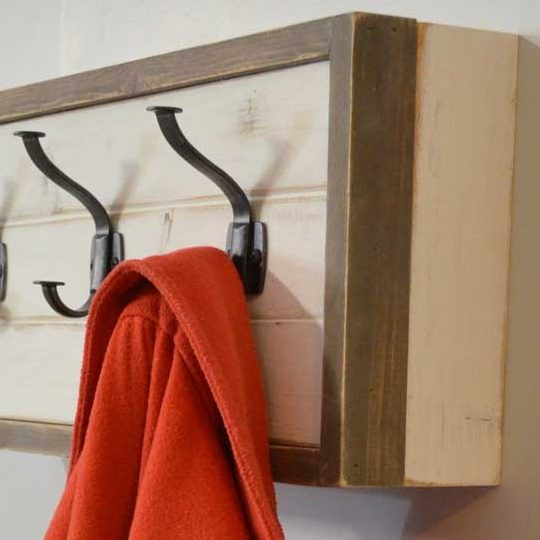 Wooden Wall Coat Rack With Hidden Storage