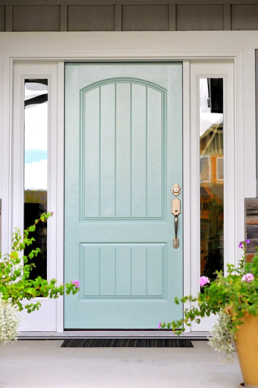 Front door painted with Wythe Blue from Benjamin Moore. Perfection!