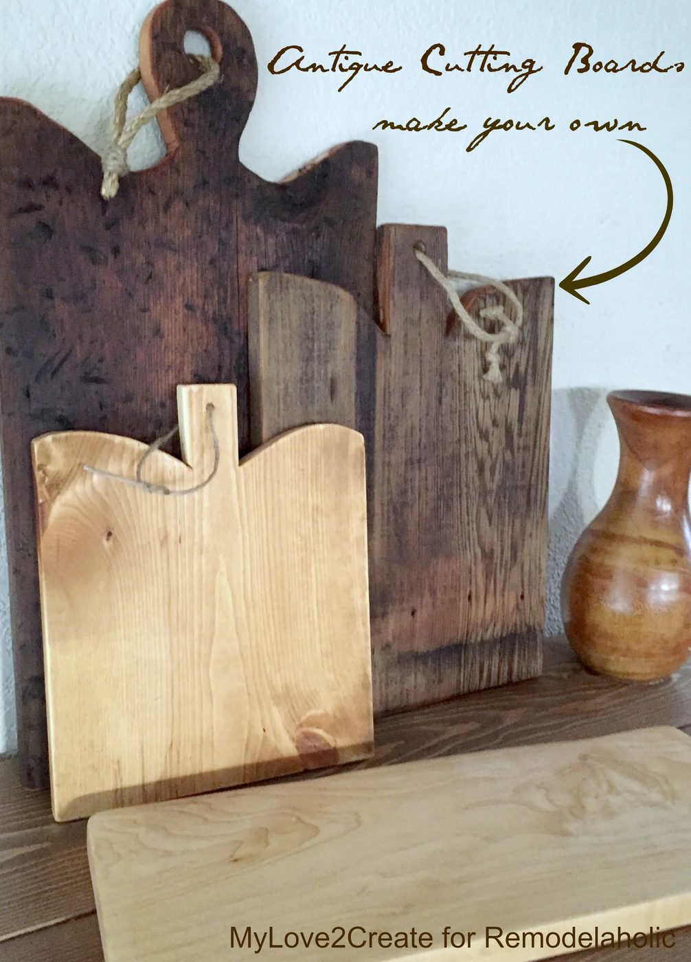 These Handmade antique cutting boards are SO straightforward and inexpensive -- no more scouring antique shops and thrift stores trying to find a rare one, I'll just make my own! F