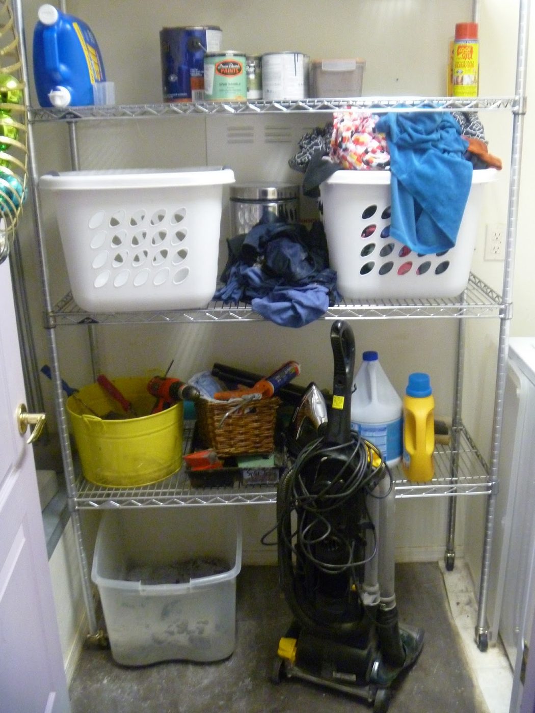 striking Blue Laundry Room Makeover Laundry storage (2)