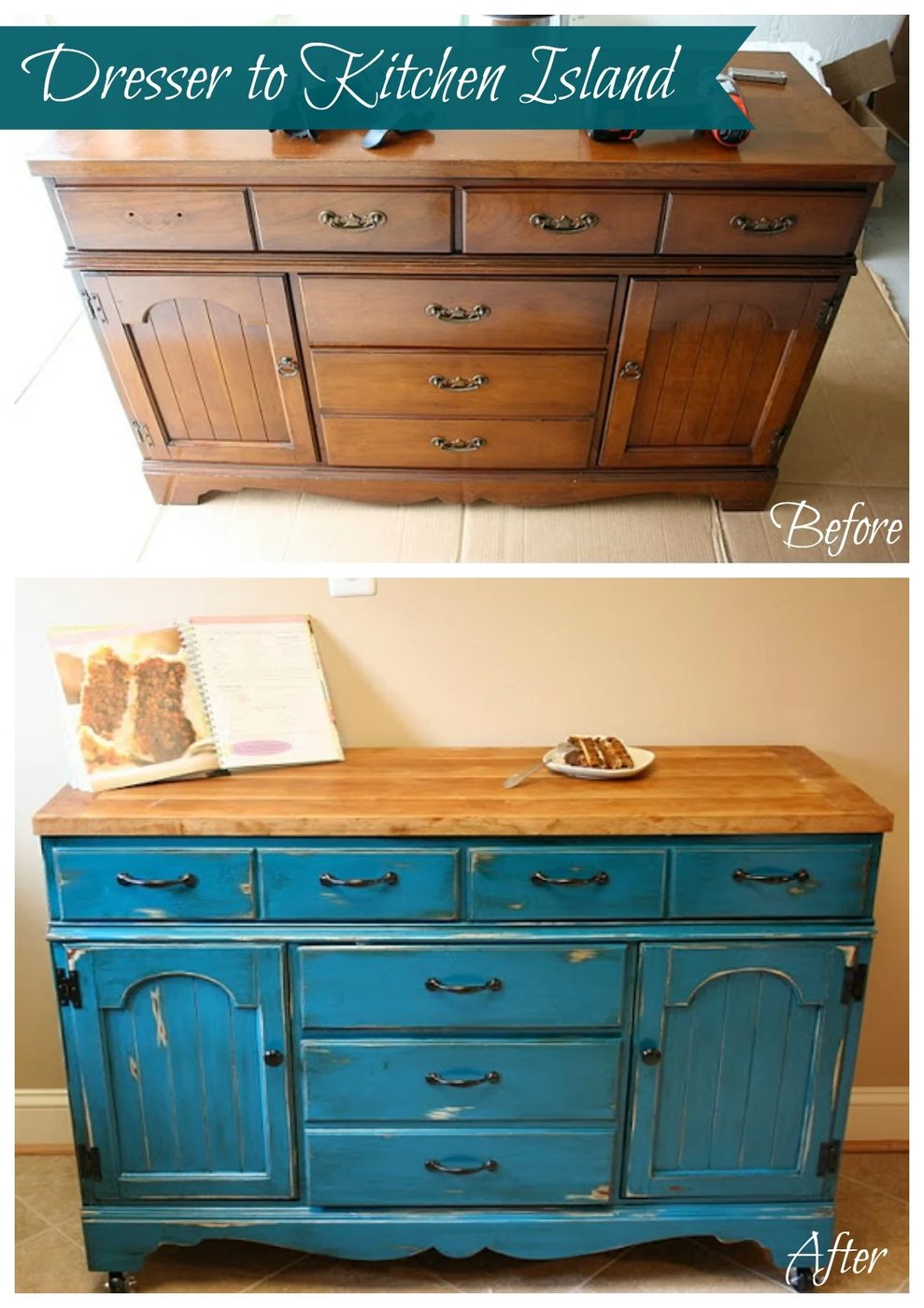 From Dresser to Kitchen Island walkthrough #kitchen_island #Blue #dresser #upcycle 1