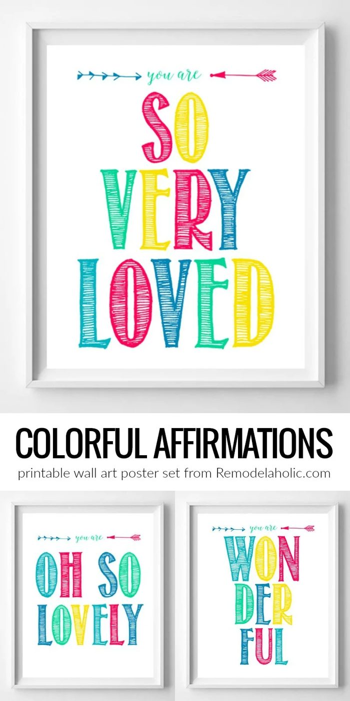 Printable Wall Art Poster Set Of Colorful Affirmations For Kids #Bekob