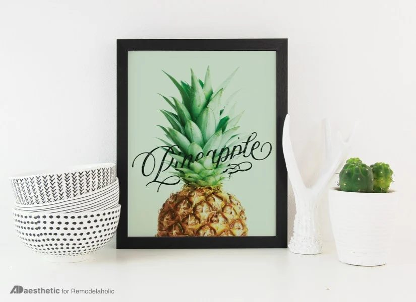 Printable Kitchen Wall Art, Pineapple Word Art, AD Aesthetic For Bekob