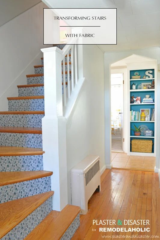 Stairwell Transformation with Fabric by Plaster and Disaster featured on @Bekob