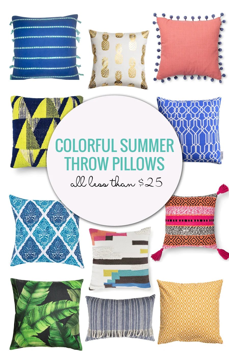 Colorful Summer Throw Pillows Under $25