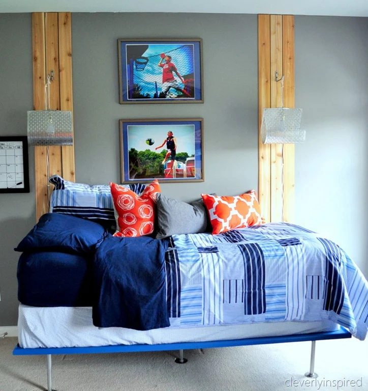 boys bed makeover orange and gray bedroom teens preteens, cleverly inspired @Bekob
