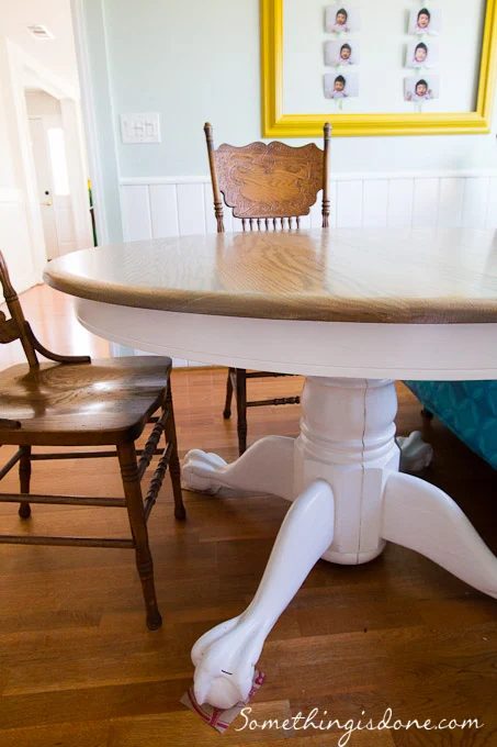 Painted Refinished Pedestal Table, Something Is Done via Bekob