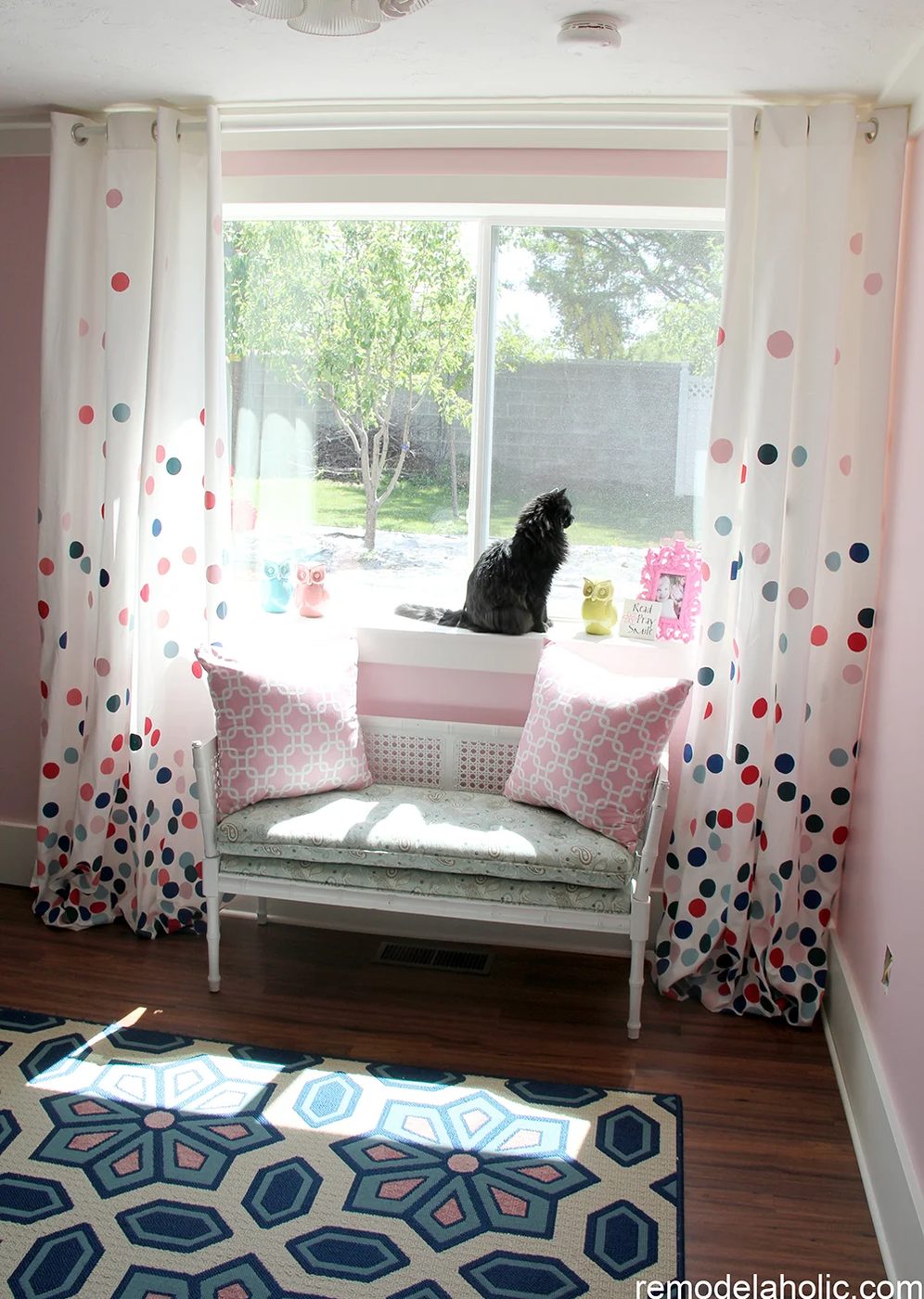 Girls pink and navy bedroom decorations (15)