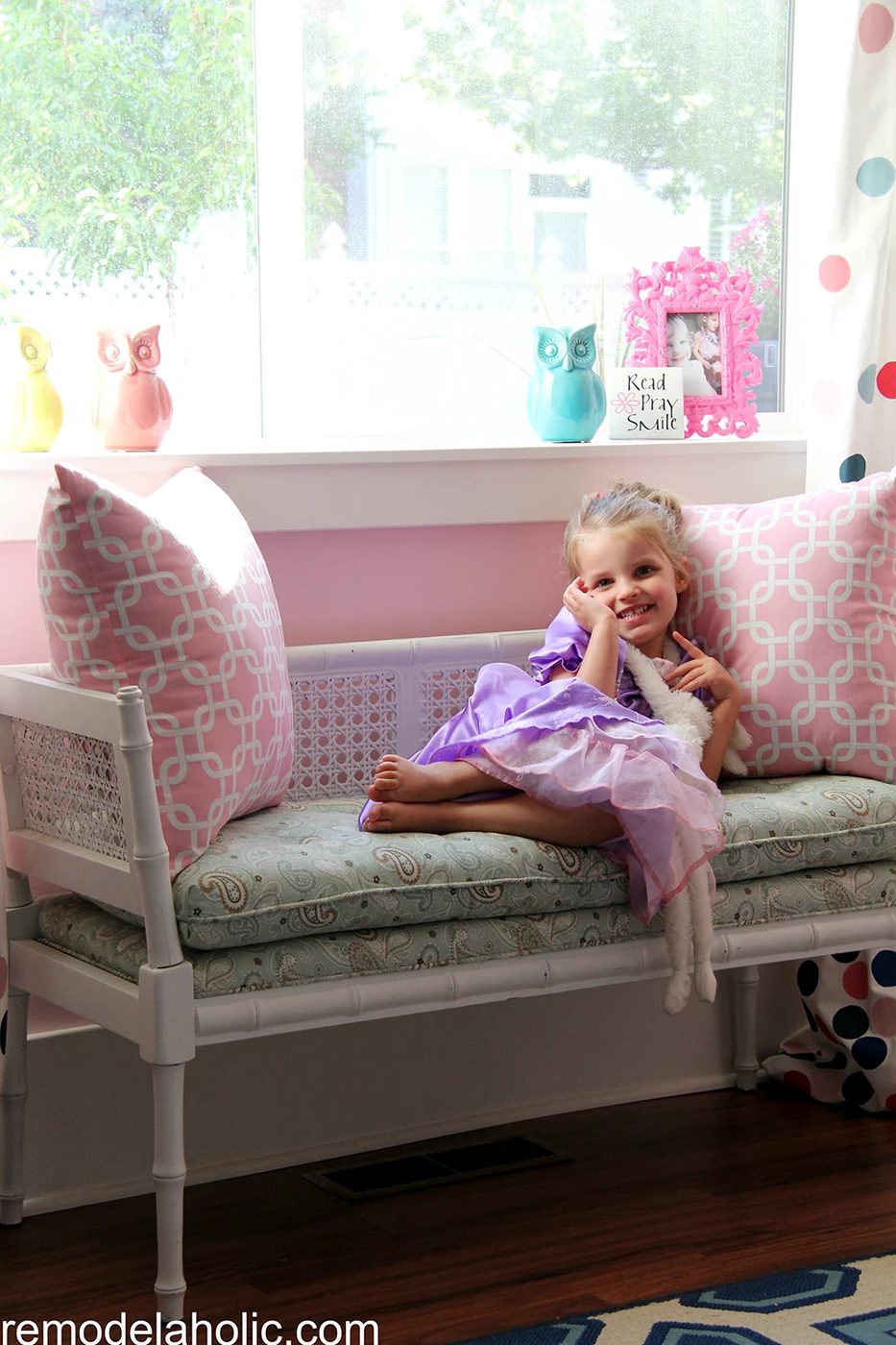 Girls pink and navy bedroom decorations (20)