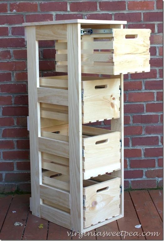 Handmade crate storage cabinet with sliding drawers Virginia Sweet Pea